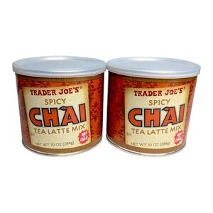 Trader Joes‎ Spicy Chai Tea Latte Mix 10 oz Canister Lot of 2 Hot or Cold Drink